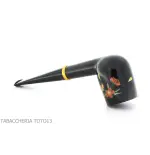 Pipa Tsuge Urushi serie cuatro estaciones, primavera con Sakura, forma de billar - Pipas de Tabaco