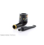 Tsuge Urushi pipe four seasons series, spring with Sakura, billiard shape - Tobacco Pipes - Natural root