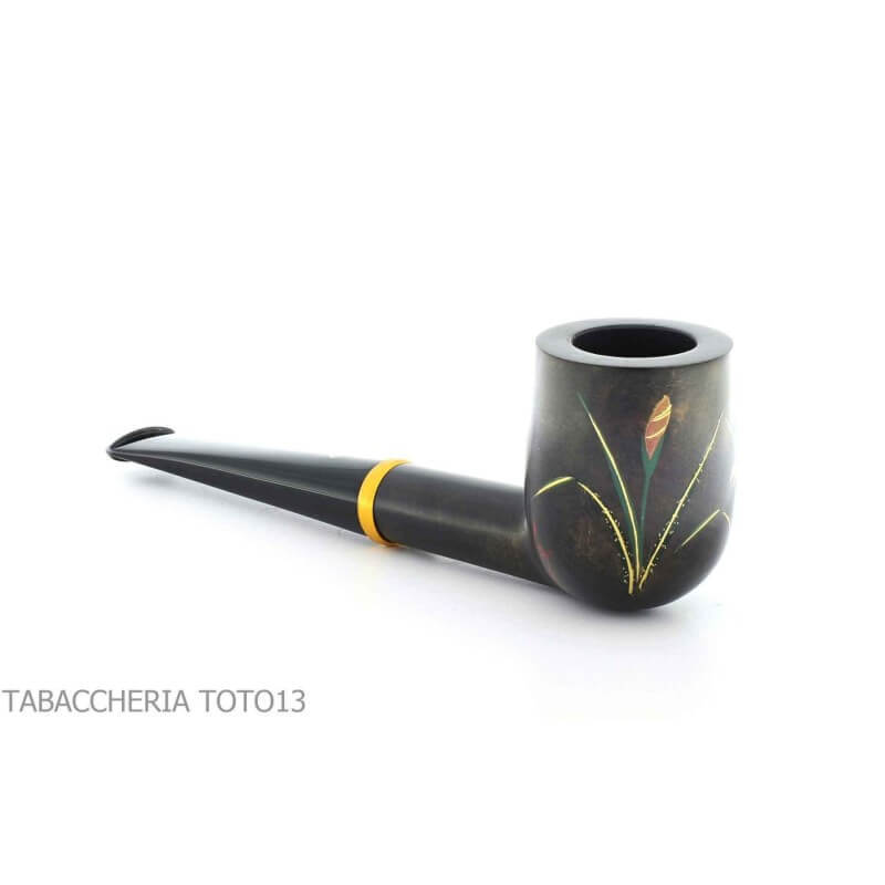 Pfeife Tsuge Urushi-Serie vier Jahreszeiten im Sommer mit der Iris-Billardform - Tsuge Pipe