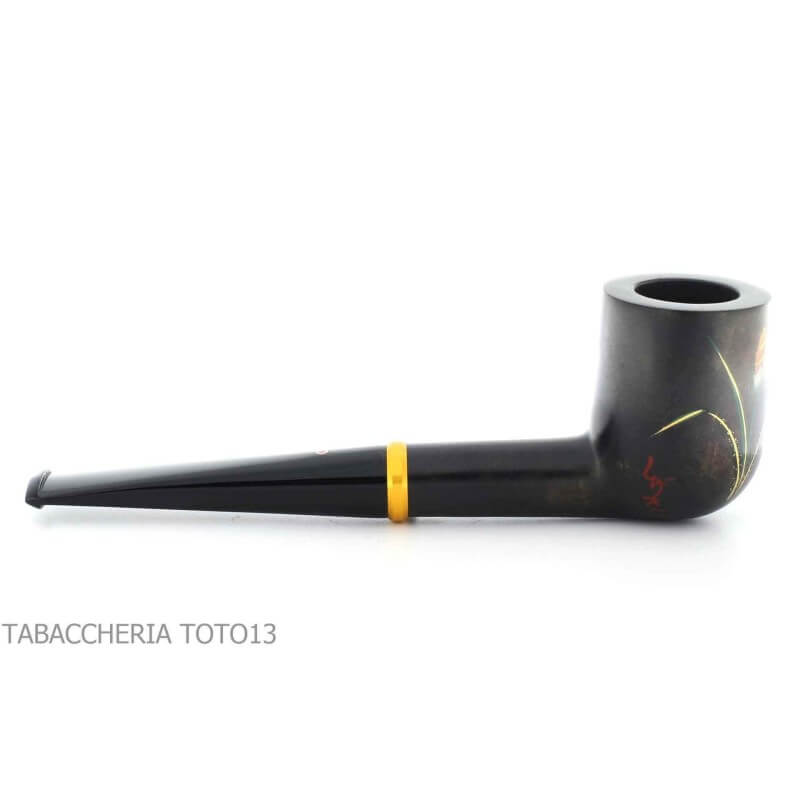 Pipa Serie Tsuge Urushi cuatro temporadas el verano Iris con la forma de billar - Tsuge Pipe