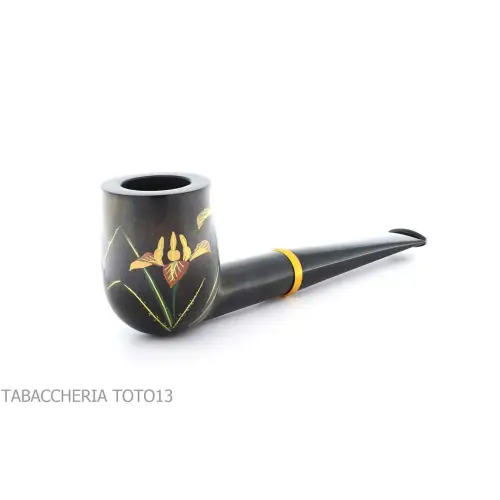 Pfeife Tsuge Urushi-Serie vier Jahreszeiten im Sommer mit der Iris-Billardform - Tabakpfeifen