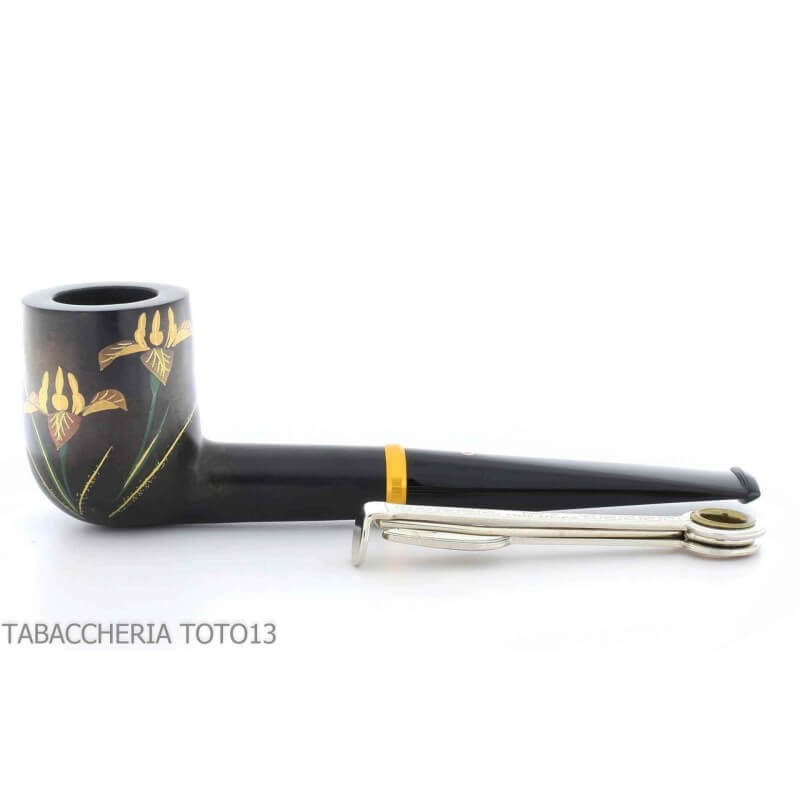 Pfeife Tsuge Urushi-Serie vier Jahreszeiten im Sommer mit der Iris-Billardform - Tsuge Pipe