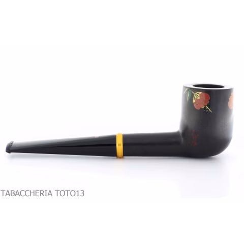 Tsuge Urushi pipe quatre saisons d'hiver avec des fleurs de camélia - Pipe Pour le Tabac - Racine naturelle