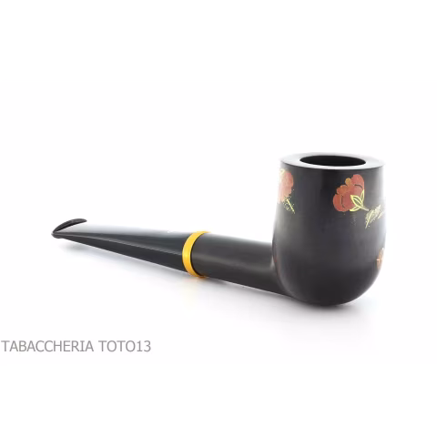 Tsuge Urushi pipe quatre saisons d'hiver avec des fleurs de camélia - Pipe Pour le Tabac - Racine naturelle
