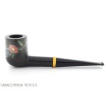 Tsuge Urushi pipe quatre saisons d'hiver avec des fleurs de camélia - Pipe Pour le Tabac - Racine naturelle