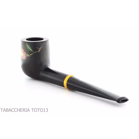Tsuge Urushi pipe four seasons winter with Camellia flowers - Tobacco Pipes - Natural root