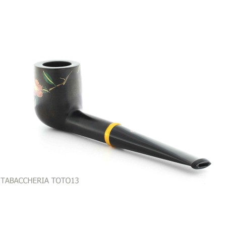Tsuge Urushi pipe quatre saisons d'hiver avec des fleurs de camélia - Pipe Pour le Tabac - Racine naturelle