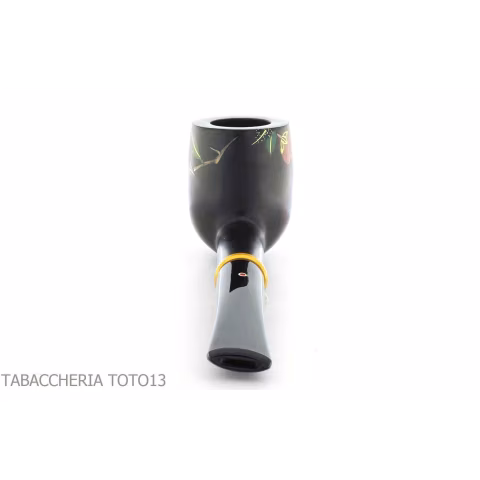 Tsuge Urushi Pfeife vier Jahreszeiten Winter mit Kamelienblüten - Tabakpfeifen