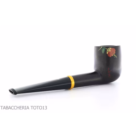 Tsuge Urushi pipe four seasons winter with Camellia flowers - Tobacco Pipes - Natural root