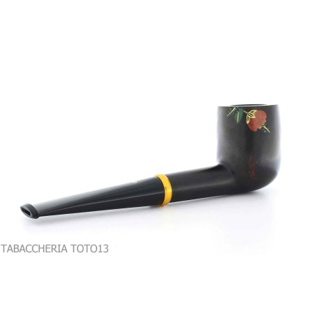 Tsuge Urushi pipe quatre saisons d'hiver avec des fleurs de camélia - Pipe Pour le Tabac - Racine naturelle