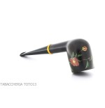 Tsuge Urushi pipe four seasons winter with Camellia flowers - Tobacco Pipes - Natural root