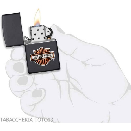 Zippo Harley-Davidson logo a colori in rilievo su finitura nero - Accendini