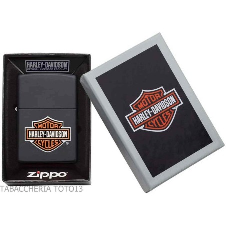 Zippo Harley-Davidson logo a colori in rilievo su finitura nero - Accendini