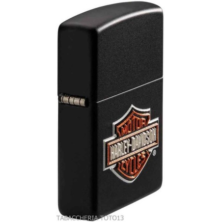 Zippo Harley-Davidson logo a colori in rilievo su finitura nero - Accendini
