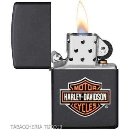 Zippo Harley-Davidson embossed color logo on black finish - Zippo