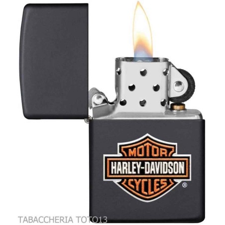 Zippo Harley-Davidson logo a colori in rilievo su finitura nero - Accendini