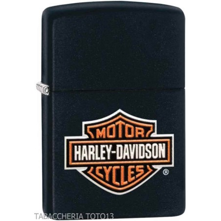 Zippo Harley-Davidson logo a colori in rilievo su finitura nero - Accendini