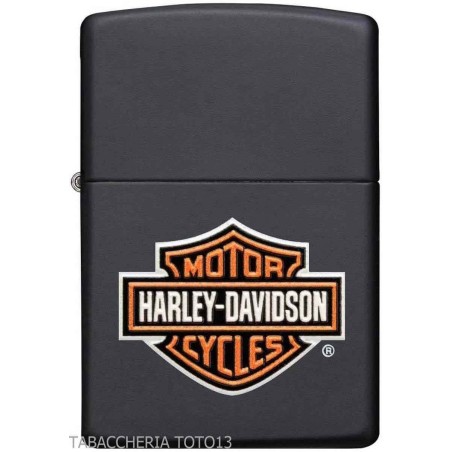 Zippo Harley-Davidson logo a colori in rilievo su finitura nero - Accendini
