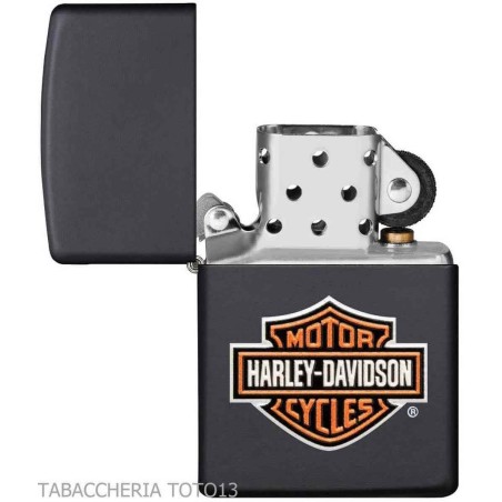 Zippo Harley-Davidson logo a colori in rilievo su finitura nero - Accendini