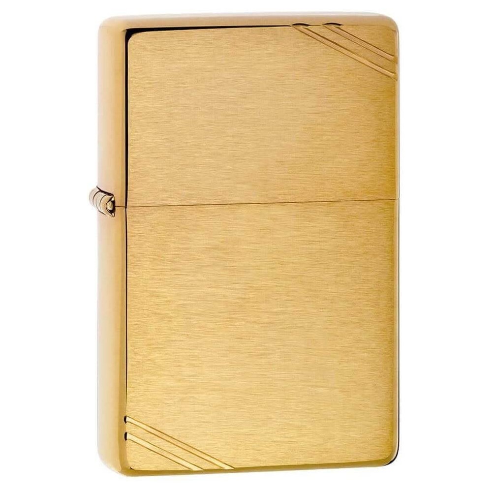 Réplique vintage Zippo 1935 or satiné et décorations diagonales - Briquets - Laiton