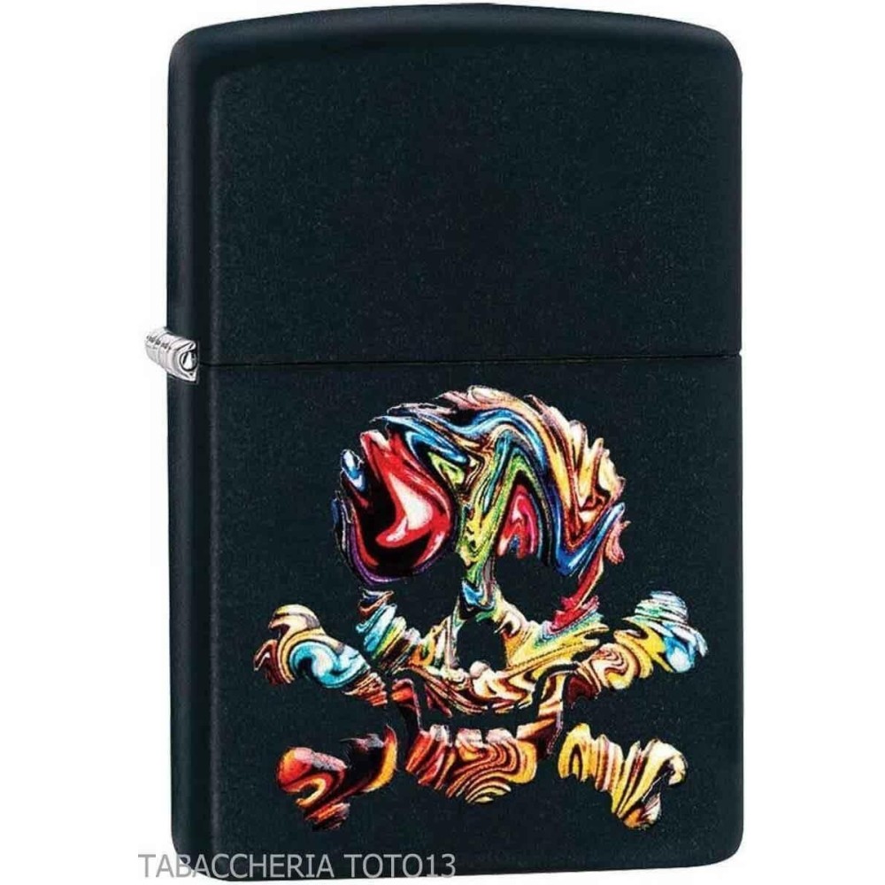 Zippo avec crâne de pirate coloré en relief - Briquets - Laiton