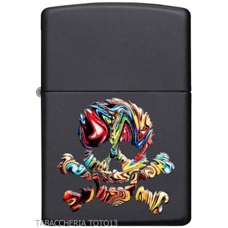 Zippo avec crâne de pirate coloré en relief - Briquets - Laiton