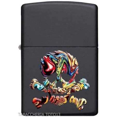 Zippo con teschio dei pirati colorato a rilievo