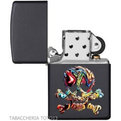 Zippo with embossed colored pirate skull