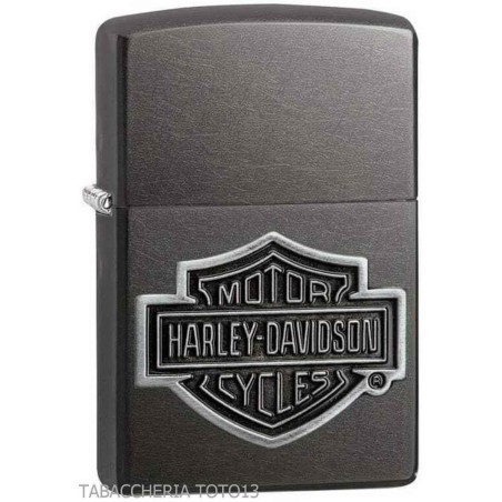 Zippo Harley Davidson Stange & Schildplatte auf schwarzem Eischrom - Feuerzeuge