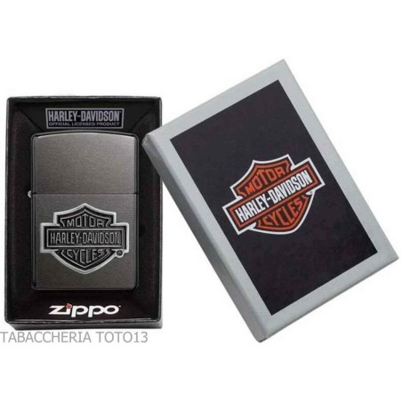Zippo Harley Davidson bar & shield plate on black ice chrome - Lighters - Brass