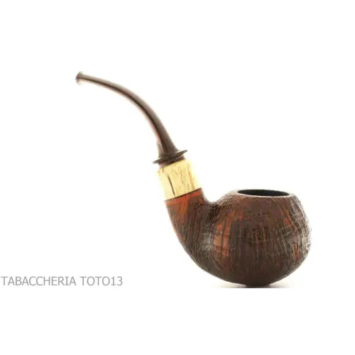 Gabriele Pipemaker pipe shape bent apple briar sandblasted line Turtle - Tobacco Pipes - Natural root