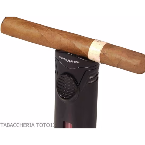 Silver Match jet flame lighter with cigar holder - Lighters - Metal