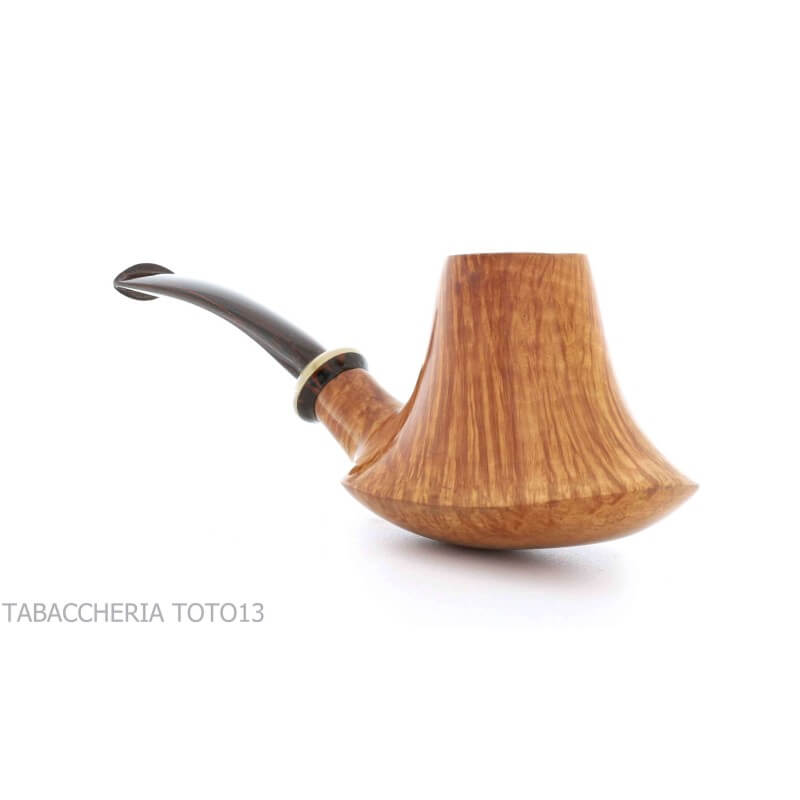 Gheppo pipe volcano shape with glossy natural briar finish - Gheppo Italian Pipes