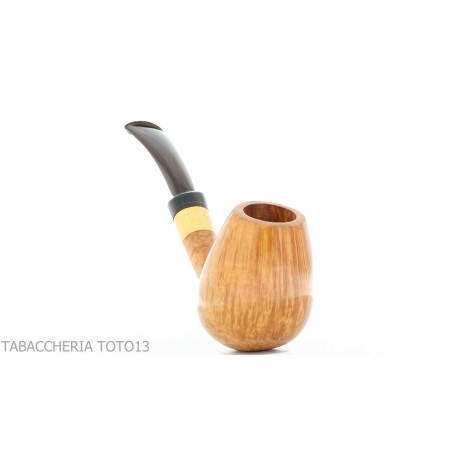 Gheppo semi-curved brandy shaped pipe with glossy natural briar finish-Gheppo Italian Pipes
