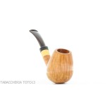 Gheppo semi-curved brandy shaped pipe with glossy natural briar finish-Gheppo Italian Pipes
