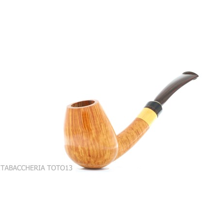 Gheppo semi-curved brandy shaped pipe with glossy natural briar finish-Gheppo Italian Pipes