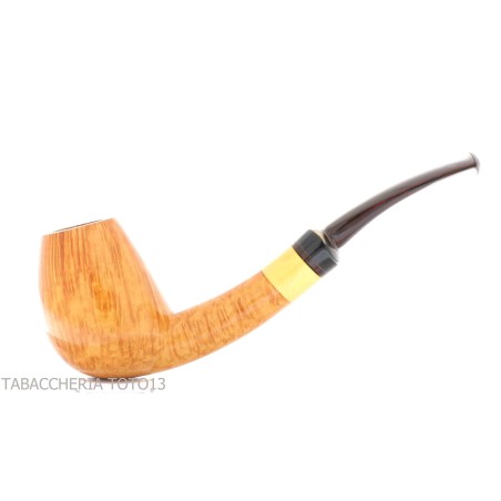 Gheppo semi-curved brandy shaped pipe with glossy natural briar finish-Gheppo Italian Pipes
