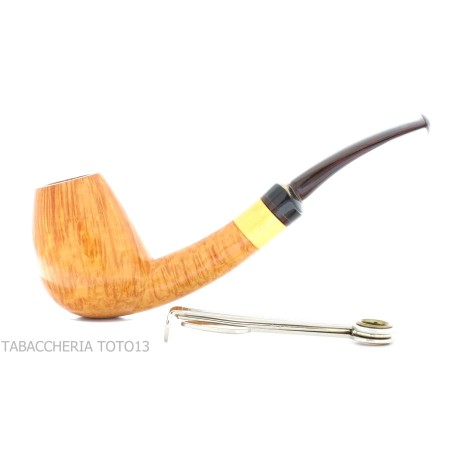 Gheppo semi-curved brandy shaped pipe with glossy natural briar finish-Gheppo Italian Pipes