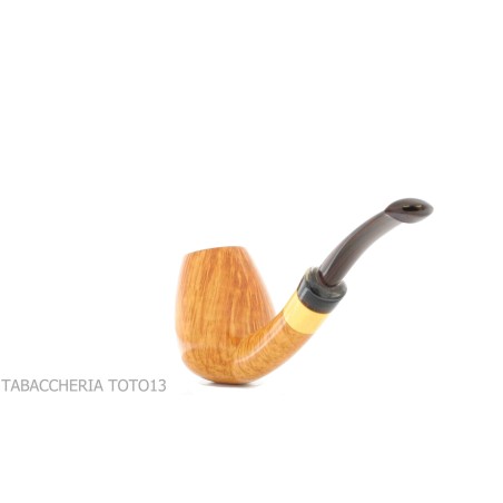 Gheppo semi-curved brandy shaped pipe with glossy natural briar finish-Gheppo Italian Pipes