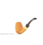 Gheppo semi-curved brandy shaped pipe with glossy natural briar finish-Gheppo Italian Pipes