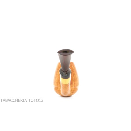 Gheppo semi-curved brandy shaped pipe with glossy natural briar finish-Gheppo Italian Pipes