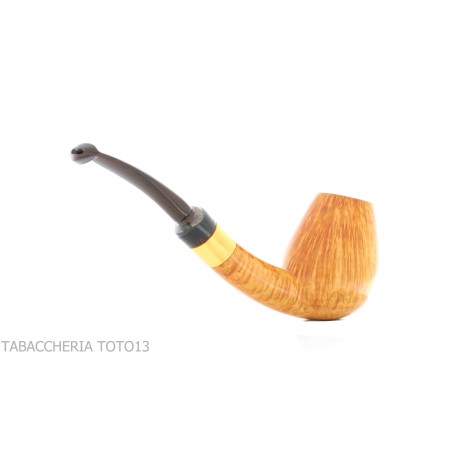 Gheppo semi-curved brandy shaped pipe with glossy natural briar finish-Gheppo Italian Pipes