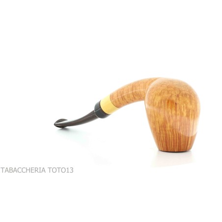 Gheppo semi-curved brandy shaped pipe with glossy natural briar finish-Gheppo Italian Pipes