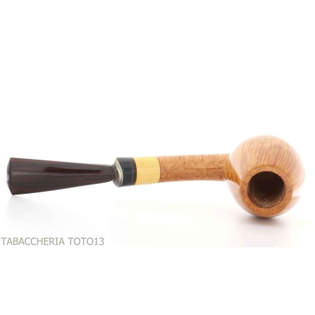 Gheppo semi-curved brandy shaped pipe with glossy natural briar finish-Gheppo Italian Pipes