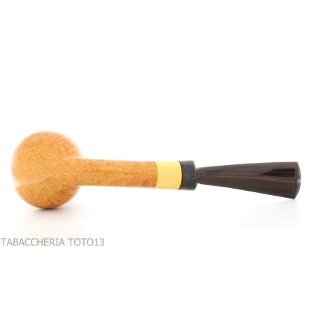 Gheppo semi-curved brandy shaped pipe with glossy natural briar finish-Gheppo Italian Pipes