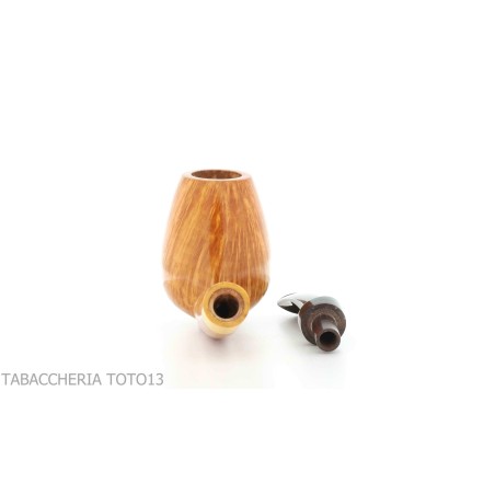 Gheppo semi-curved brandy shaped pipe with glossy natural briar finish-Gheppo Italian Pipes