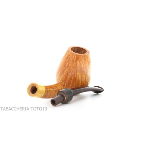 Gheppo semi-curved brandy shaped pipe with glossy natural briar finish-Gheppo Italian Pipes