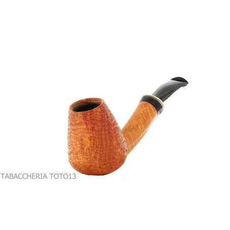 Gheppo semi-curved brandy shaped pipe with sandblasted briar finish - Tobacco Pipes - Natural root