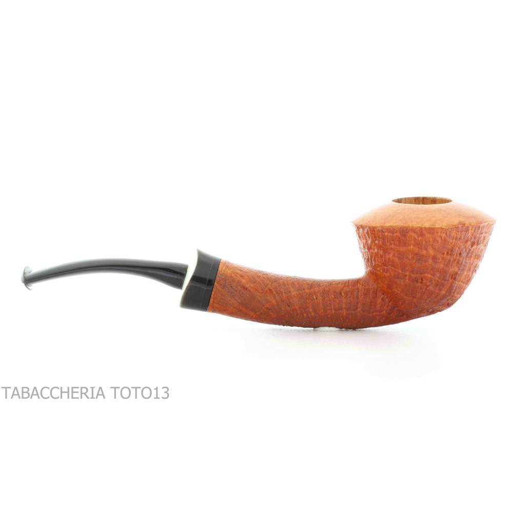 Gheppo semi-curved Dublin shaped pipe with sandblasted briar finish-Gheppo Italian Pipes