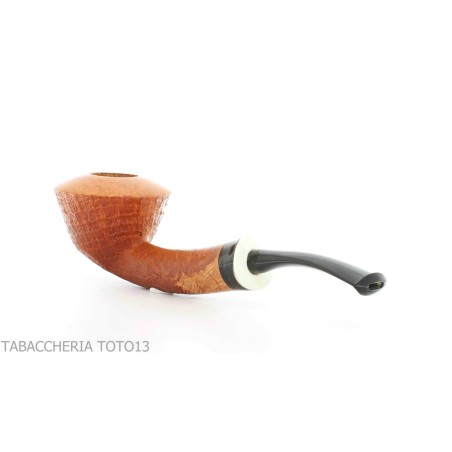 Gheppo semi-curved Dublin shaped pipe with sandblasted briar finish-Gheppo Italian Pipes